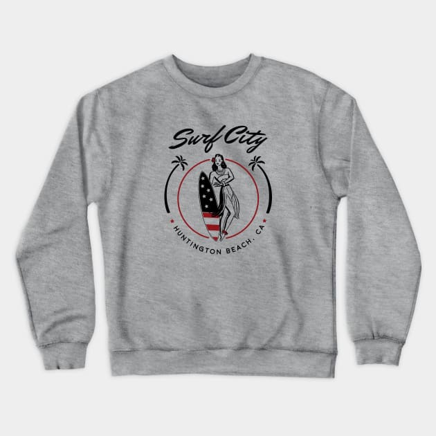 Surf City California Crewneck Sweatshirt by luckybengal